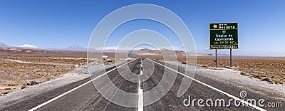 Tropic of Capricorn crossing sign, Route 23, Chile Editorial Stock Photo